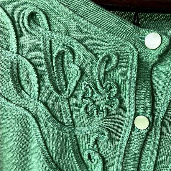NWT Talbots Silk/Cotton Green Embroidered Cardigan - size 1X - Picture 7 of 13